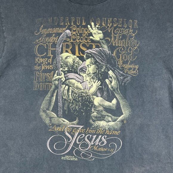 Vintage 1995 Living Epistles The Birth Messiah Jesus T-Shirt 90s Size Large - Picture 4 of 13